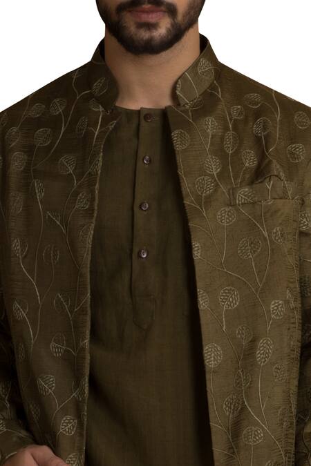 Buy Nakita Singh Green Handwoven Silk Sherwani Online at Aza Fashions Buy_Nakita Singh_Green Handwoven Silk Sherwani_Online_at_Aza_Fashions