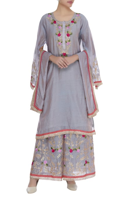 Abhi Singh Chanderi Silk Kurta Palazzo Set 