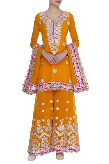 Abhi Singh Chanderi Silk Kurta Sharara Set 