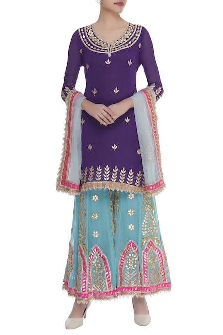 Abhi Singh Embroidered Kurta Sharara Set 