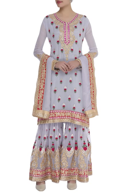 Abhi Singh Embroidered Kurta Sharara Set 