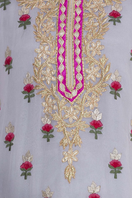 Abhi Singh_Blue Embroidered Kurta Sharara Set  _at_Aza_Fashions