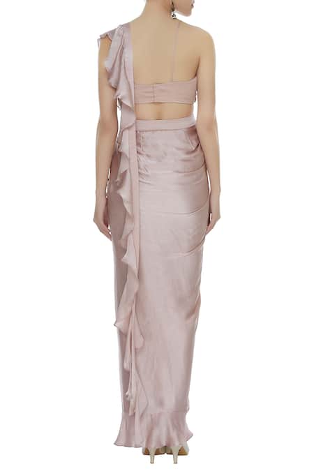 Mani Bhatia Ruffled pre Drape Saree With Cutdana Embroidered Blouse