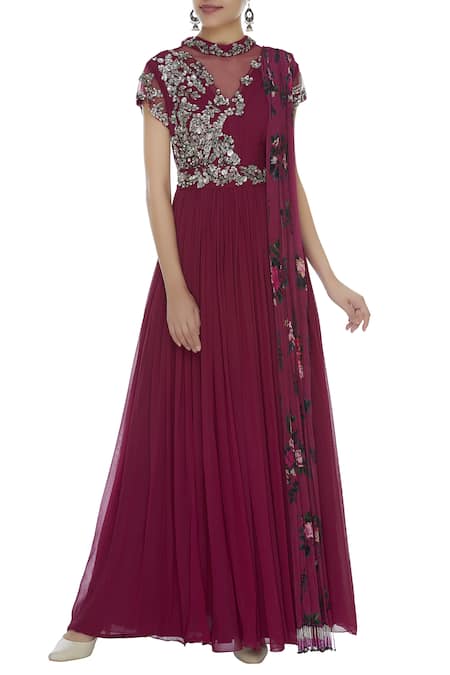 Mani Bhatia Cutdana Embroidered Sheer Back Anarkali Set 