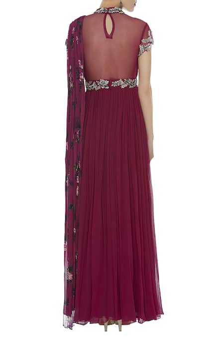 Mani Bhatia Cutdana Embroidered Sheer Back Anarkali Set