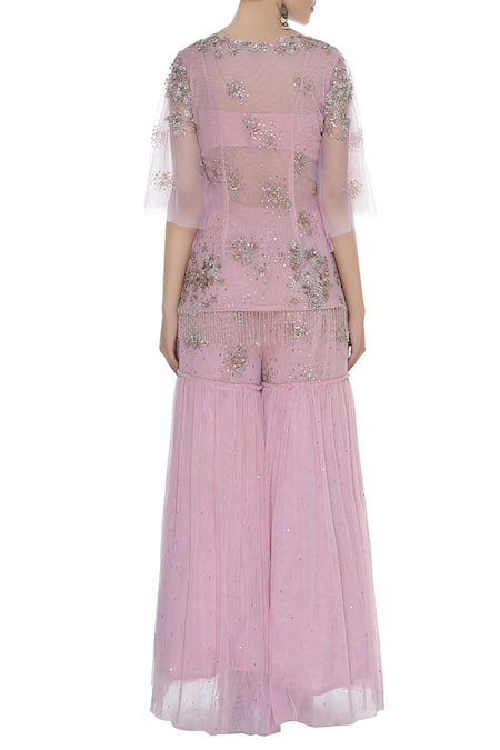 Mani Bhatia Floral Embroidered Short Kurta Sharara Set