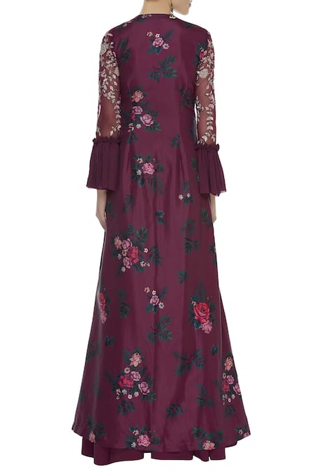 Mani Bhatia Printed Anarkali With Ruffle Jacket