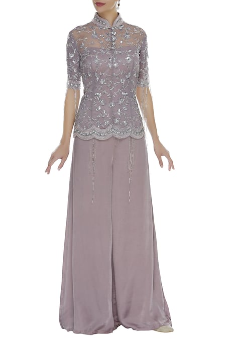 Mani Bhatia Cutdana Fringe Embroidered Jacket With Pants