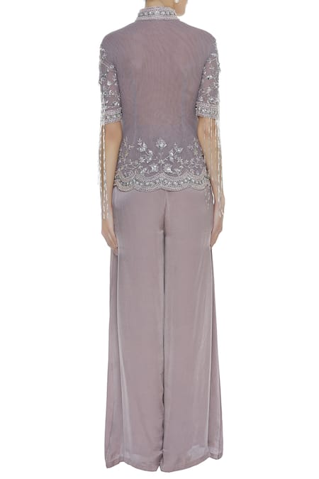 Mani Bhatia Cutdana Fringe Embroidered Jacket With Pants