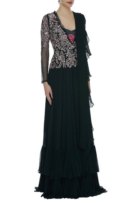 Mani Bhatia_Green Embroidered Jumpsuit With Dupatta _Online_at_Aza_Fashions