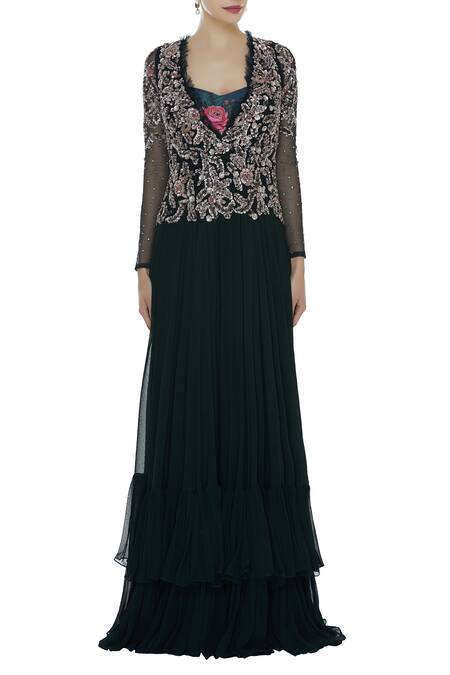 Shop_Mani Bhatia_Green Embroidered Jumpsuit With Dupatta _Online_at_Aza_Fashions