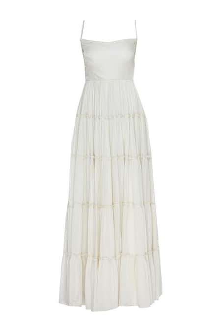 Shop_Priyanka Jain_White Embroidered Anarkali Dress With Jacket _Online_at_Aza_Fashions