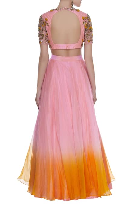 Priyanka Jain Sequins & Bead embroidered Crop Top Lehenga Set 