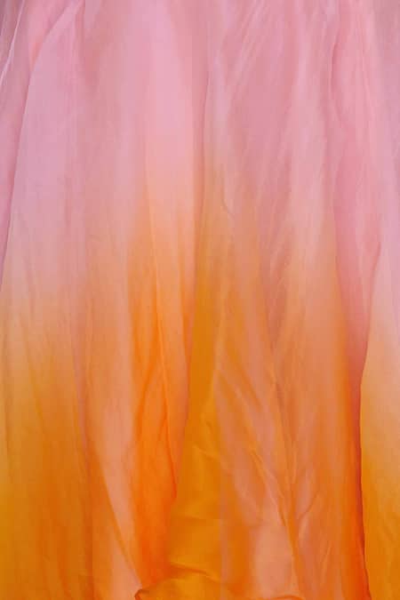 Priyanka Jain_Yellow Silk Andorganza Sequin, Bead Round & Embroidered Crop Top Lehenga Set _at_Aza_Fashions