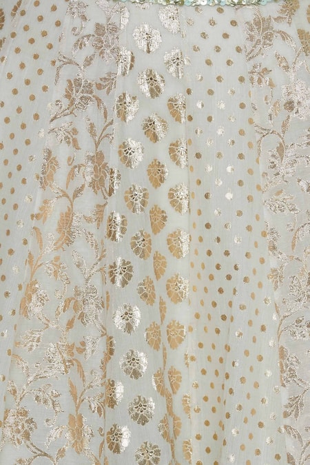 Priyanka Jain_Blue Net And Chanderi Sweetheart Sequin Embroidered Lehenga Set _at_Aza_Fashions