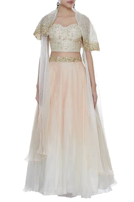 Buy Priyanka Jain Peach Sequins Embroidered Lehenga Set With Cape Online at Aza Fashions Buy_Priyanka Jain_Peach Sequins Embroidered Lehenga Set With Cape_Online_at_Aza_Fashions