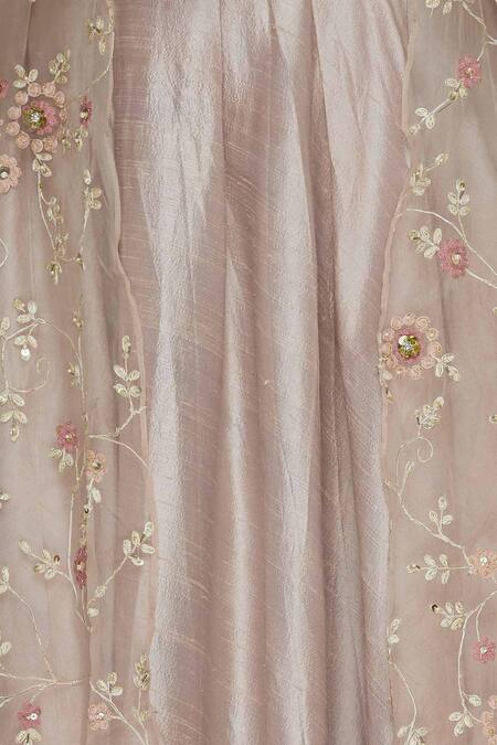 Priyanka Jain_Pink Floral Embroidered Cape With Crop Top And Skirt _at_Aza_Fashions