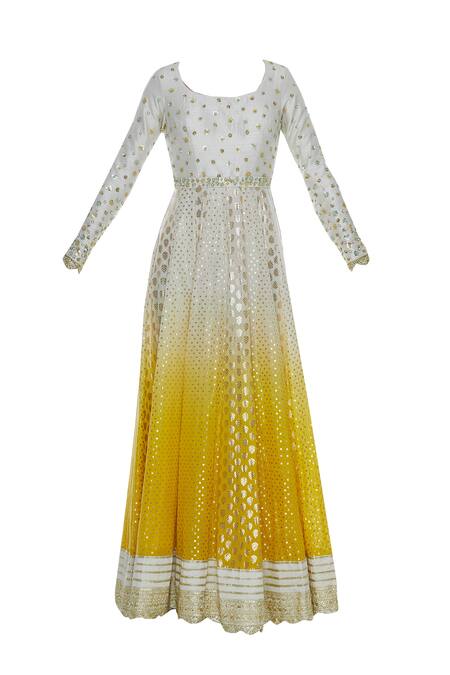 Buy_Priyanka Jain_Yellow Ombre Back Cut Out Anarkali Set_Online_at_Aza_Fashions