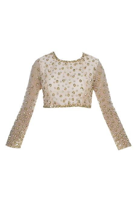 Buy_Priyanka Jain_Peach Embroidered Saree With Blouse _Online_at_Aza_Fashions