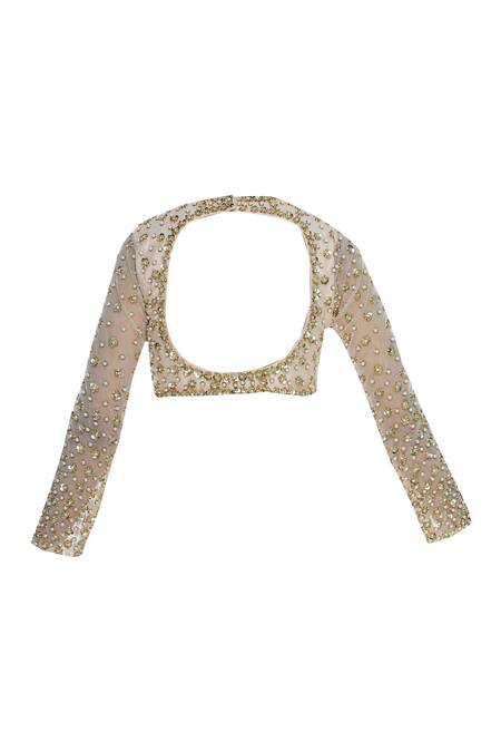 Shop_Priyanka Jain_Peach Embroidered Saree With Blouse _Online_at_Aza_Fashions