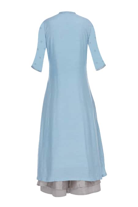 Shop_Manasi Sengupta_Blue Silk Chanderi Embroidered Gota Palazzo Kurta Set With Dupatta  _Online_at_Aza_Fashions