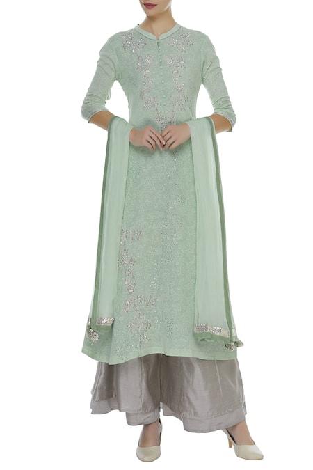 Manasi Sengupta Embroidered kurta Palazzo Set With Dupatta 