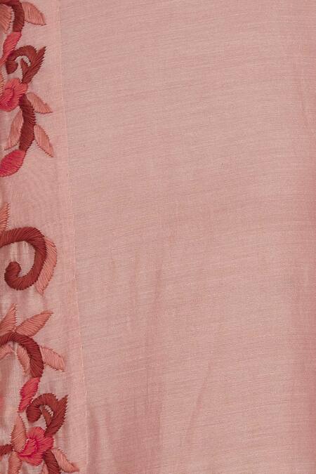 Manasi Sengupta_Pink Silk Chanderi Embroidered Round Thread Palazzo Kurta Set  _at_Aza_Fashions