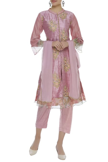 Manasi Sengupta Front Slit Embroidered Short Kurta Set 