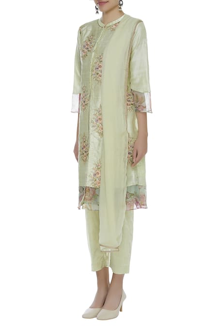 Buy_Manasi Sengupta_Green Printed Kurta Set  _Online_at_Aza_Fashions