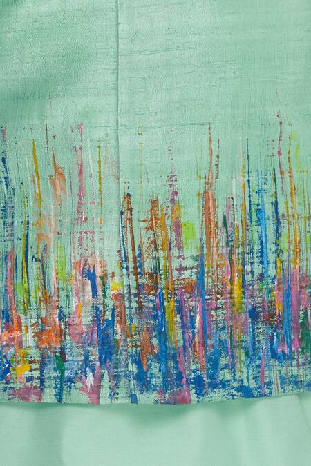 Manish Nagdeo_Off White , Silk Abstract Printed Nehru Jacket With Kurta And Pyjama _at_Aza_Fashions