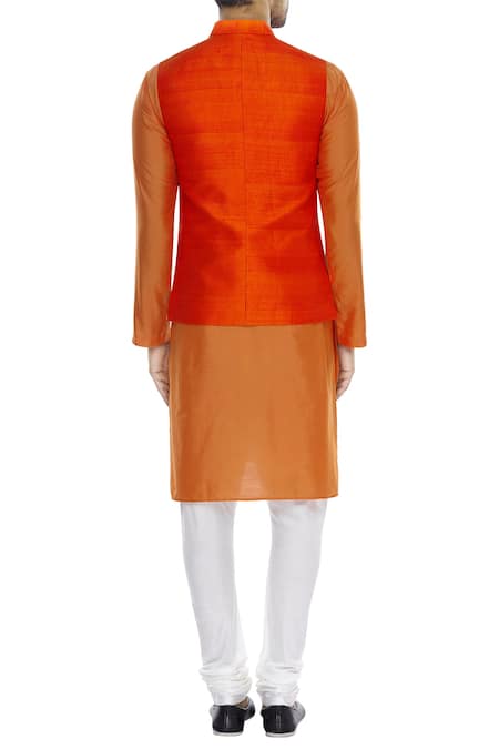 Manish Nagdeo Vertical paneled nehru jacket with kurta & pyjama 