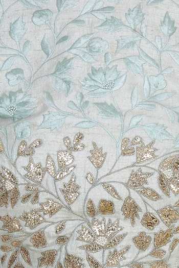 Blue Lotus Design_Yellow Booti Work Lehenga With Blouse And Embroidered Dupatta_at_Aza_Fashions