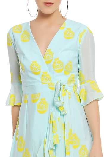 Buy Masaba Blue Printed Wrap Dress Online at Aza Fashions Buy_Masaba_Blue Printed Wrap Dress_Online_at_Aza_Fashions
