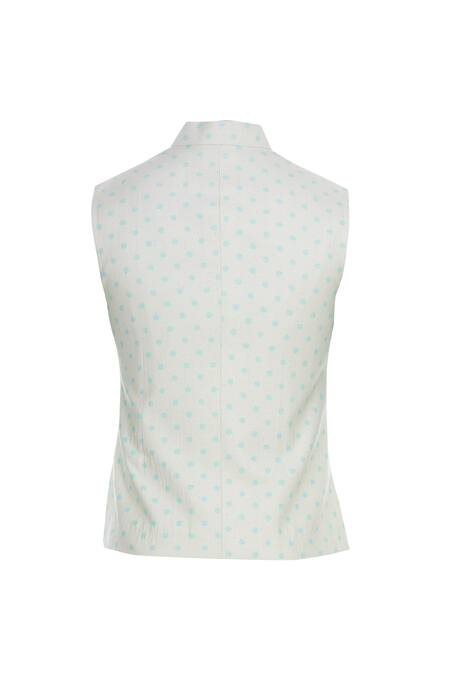 Shop Nautanky Green Cotton Cutdana, Beads Polka Dot Bundi Online at Aza Fashions Shop_Nautanky_Green Cotton Cutdana, Beads Polka Dot Bundi _Online_at_Aza_Fashions