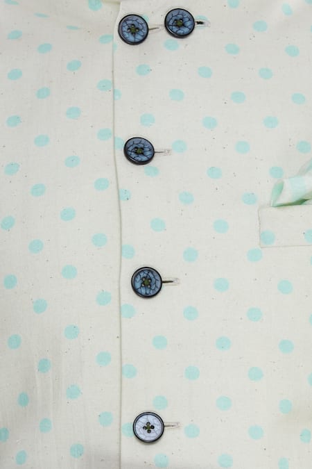 Nautanky Green Cotton Cutdana, Beads Polka Dot Bundi at Aza Fashions Nautanky_Green Cotton Cutdana, Beads Polka Dot Bundi _at_Aza_Fashions