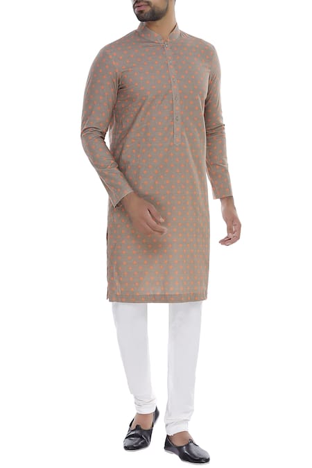 Nautanky White Cotton Embellished Thread Polka Dot Kurta With Churidar 