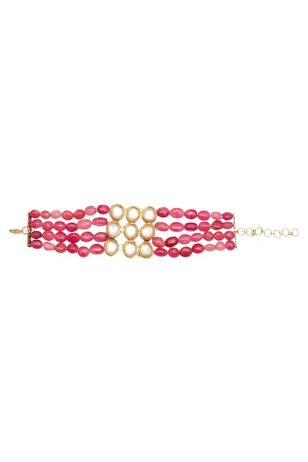 Just Shradhas Polki Beaded Layered Bracelet 