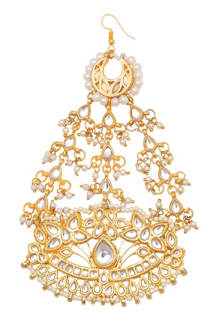 Just Shradhas Gold Plated Tear Drop Kundan Passa Online at Aza Fashions Just Shradhas_Gold Plated Tear Drop Kundan Passa _Online_at_Aza_Fashions