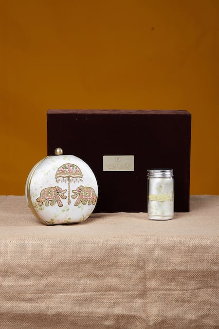 Puneet Gupta Zardozi Elephant Clutch & Pocket Square 