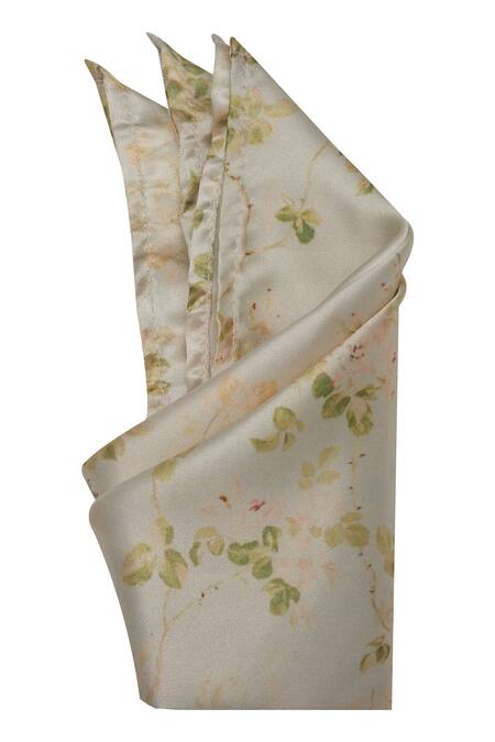 Shop_Puneet Gupta_Cream Zardozi Elephant Clutch And Pocket Square _Online_at_Aza_Fashions