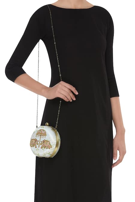 Puneet Gupta Zardozi Elephant Clutch & Pocket Square 