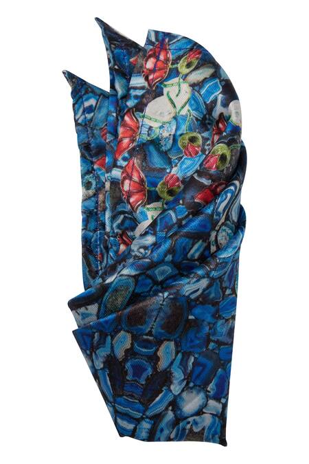 Shop Puneet Gupta Blue Embellished Clutch And Pocket Square Set Online at Aza Fashions Shop_Puneet Gupta_Blue Embellished Clutch And Pocket Square Set _Online_at_Aza_Fashions