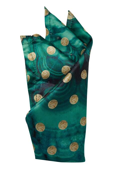 Shop_Puneet Gupta_Green Hand Embroidered Clutch And Pocket Square Gift Box _Online_at_Aza_Fashions