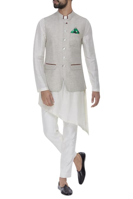 Puneet Gupta_Green Hand Embroidered Clutch And Pocket Square Gift Box _at_Aza_Fashions