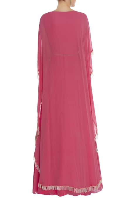 Ushma Vaidya Embroidered attached cape gown  