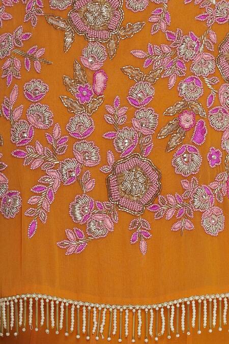 Ushma Vaidya_Orange Embroidered Cape Jumpsuit  _at_Aza_Fashions