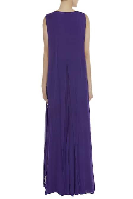 Ushma Vaidya Layered gown with embroidered cape 