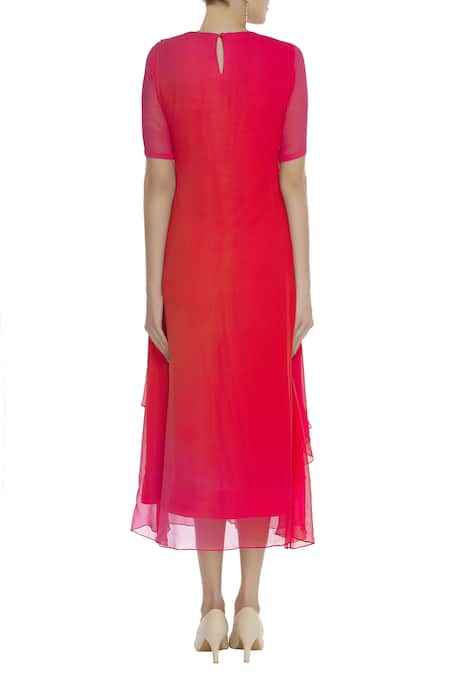 Ushma Vaidya Embroidered tunic with attached drape 