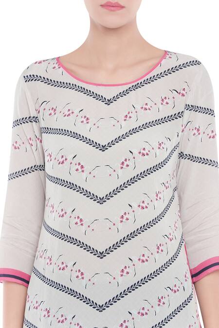 Buy_Soup By Sougat Paul_Blue Crepe Floral Motifs Round Neck Print Kurta And Palazzo Set _Online_at_Aza_Fashions