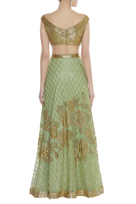 Seema Khan Sequin Embroidered Blouse Bridal Lehenga Set 